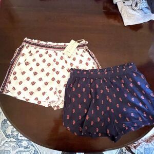 Womens Sleep Shorts Medium 2 Pack 100% Cotton Side Pockets Joie Elastic Waist